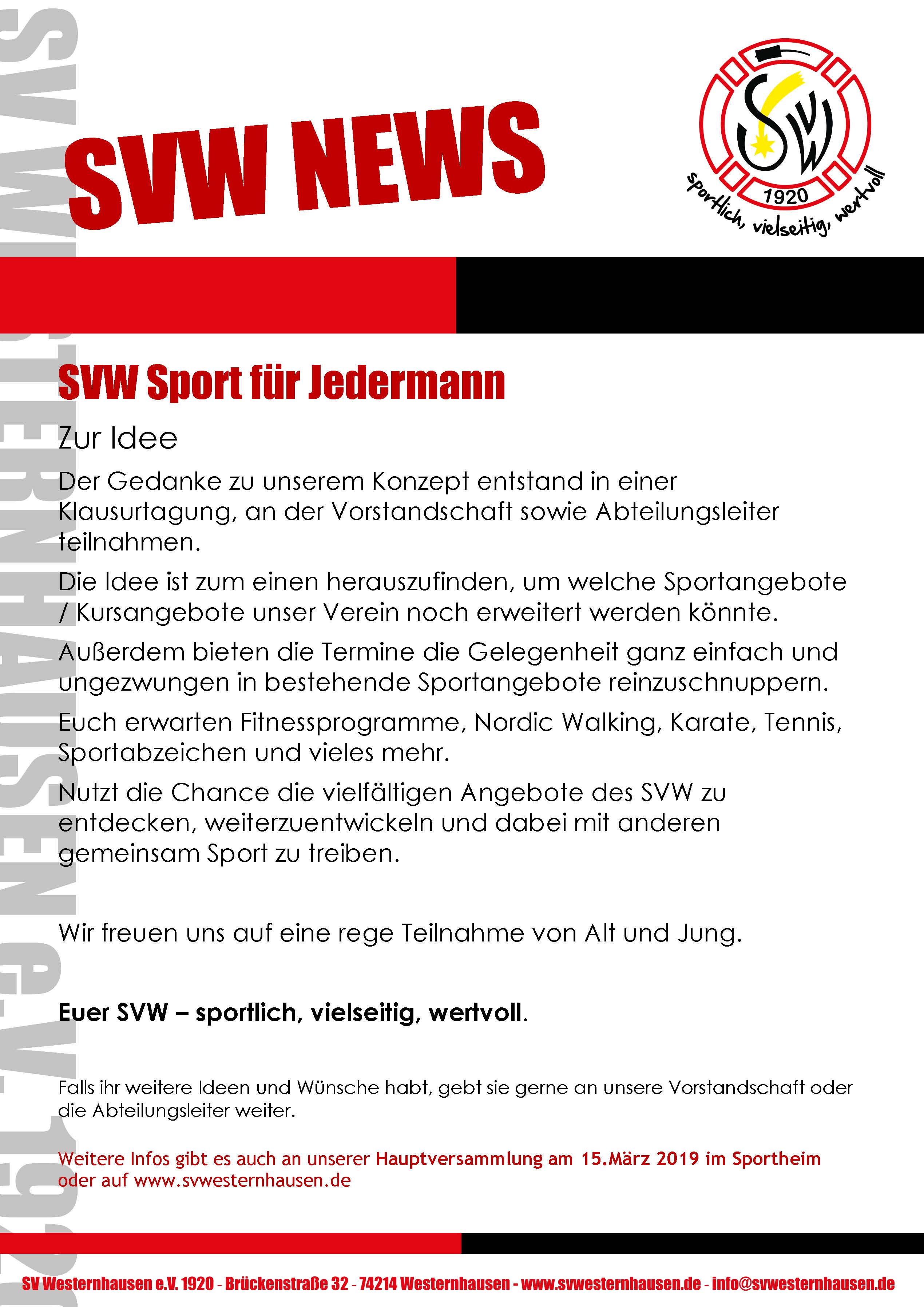 SVW Sport für Jedermann